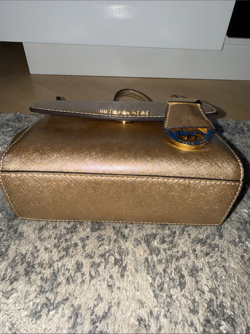 Michael Kors Ava Small Satchel in Metallic Gold Champagne finish